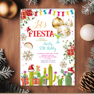 Invitación Vamos a Fiesta Navidad Mexicana Cumpleaños 50