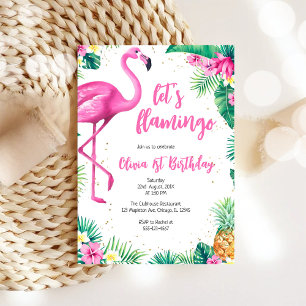 Invitación Vamos a Flamingle Chica Rosa Cumpleaños Tropical