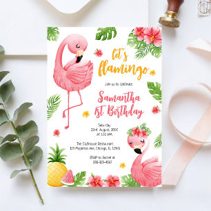 Invitación Vamos a Flamingle Chica Rosa Cumpleaños Tropical