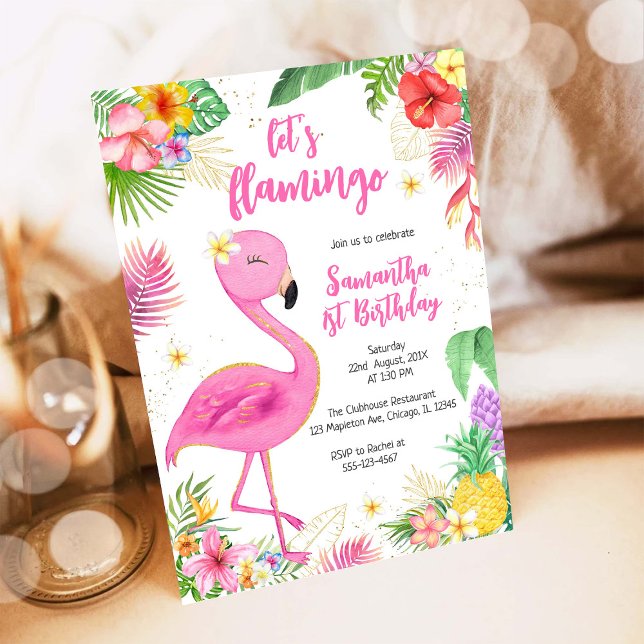 Invitación Vamos a Flamingle Chica Rosa Cumpleaños Tropical (Subido por el creador)