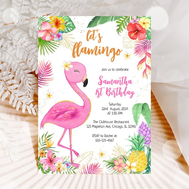 Invitación Vamos a Flamingle Chica Rosa Cumpleaños Tropical (Subido por el creador)