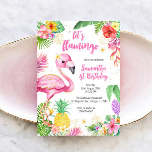 Invitación Vamos a Flamingle Chica Rosa Cumpleaños Tropical