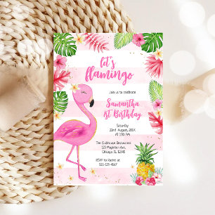 Invitación Vamos a Flamingle Chica Rosa Cumpleaños Tropical
