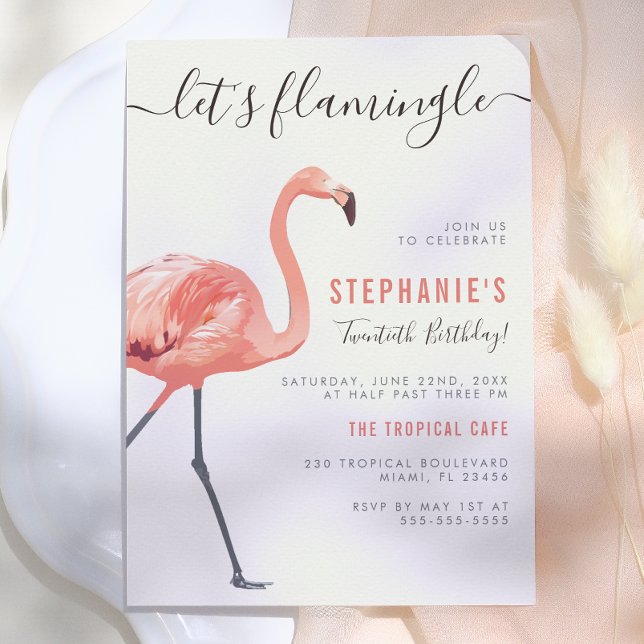 Invitación Vamos a Flamingle | Fiesta de Cumpleaños Moderna d (Subido por el creador)
