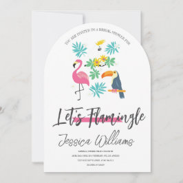 Invitación ¡Vamos a Flamingle! Fiesta Tropical de Despedida d