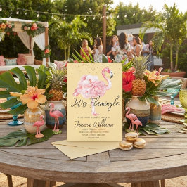 Invitación ¡Vamos a Flamingle! Fiesta Tropical de Despedida d