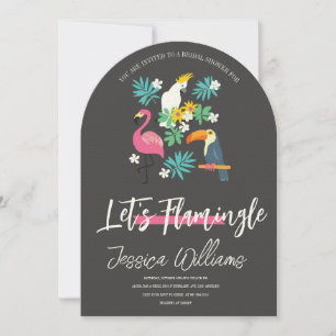 Invitación ¡Vamos a Flamingle! Fiesta Tropical de Despedida d
