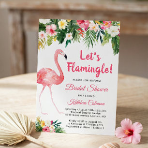 Invitación Vamos a Flamingle Fiesta Tropical Floral de Desped