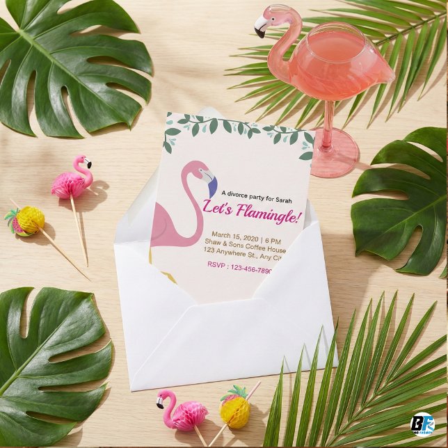 Invitación Vamos a Flamingle Flamenco Rosa Divorcio P (Subido por el creador)