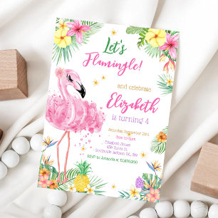 Invitación Vamos a Flamingo Flamingle Cumpleaños Tropical