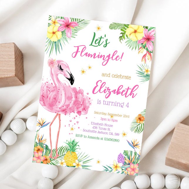 Invitación Vamos a Flamingo Flamingle Cumpleaños Tropical (Subido por el creador)