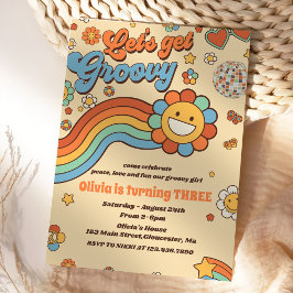 Invitación Vamos a hacer groovy retro arcoiris tercer Fiesta