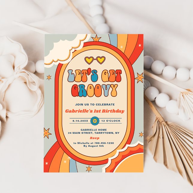 Invitación Vamos a hacer que Groovy retro Rainbow sea Fiesta  (Subido por el creador)