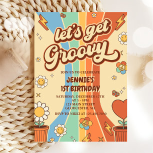 Invitación Vamos a hacer que Groovy retro Rainbow sea Fiesta