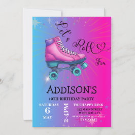 Invitación Vamos a ir por , cumpleaños del patinaje sobre rue