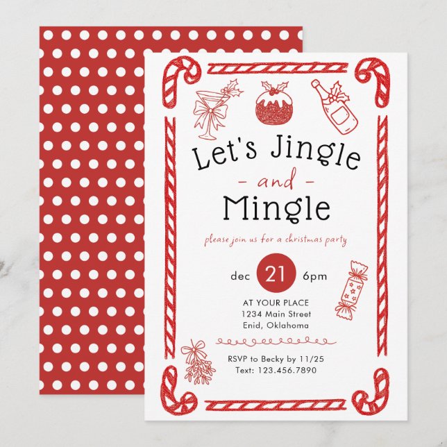 Invitación Vamos a Jingle y Confraternizar Fiesta Navideña Re (Anverso / Reverso)