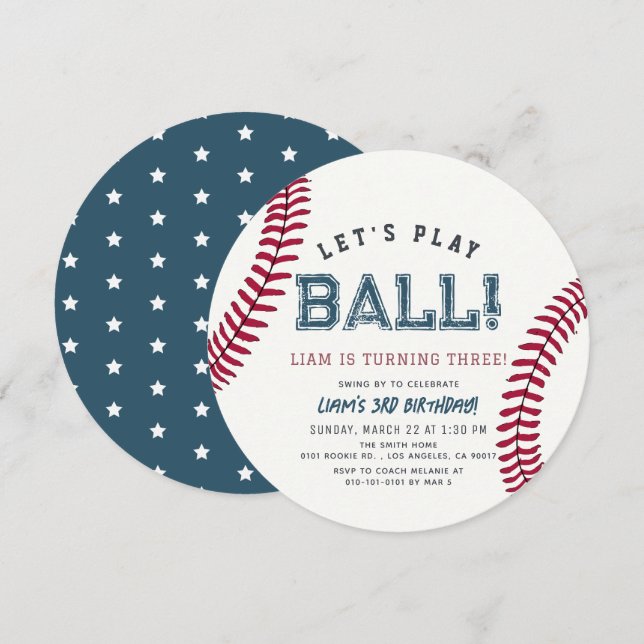 Invitación Vamos a Jugar al Béisbol Niño Cumpleaños (Anverso / Reverso)