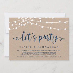 Invitación Vamos a la fiesta, Celebración de boda con fuga de