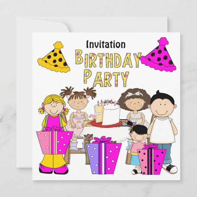 Invitación Vamos a la Fiesta Cumpleaños Chicas Chi (Anverso)