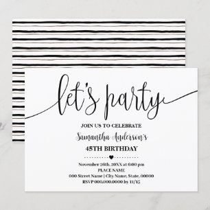 Invitación Vamos a la Fiesta Cumpleaños Minimalista para Cual