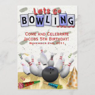 Invitación Vamos a la fiesta de cumpleaños de Bowling