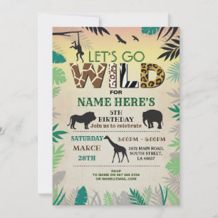 Invitación Vamos a la fiesta de cumpleaños de la jungla salva