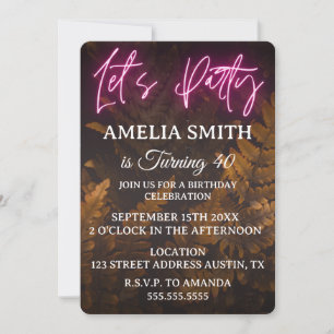 Invitación Vamos a la fiesta de cumpleaños de Neon boxwood Ho