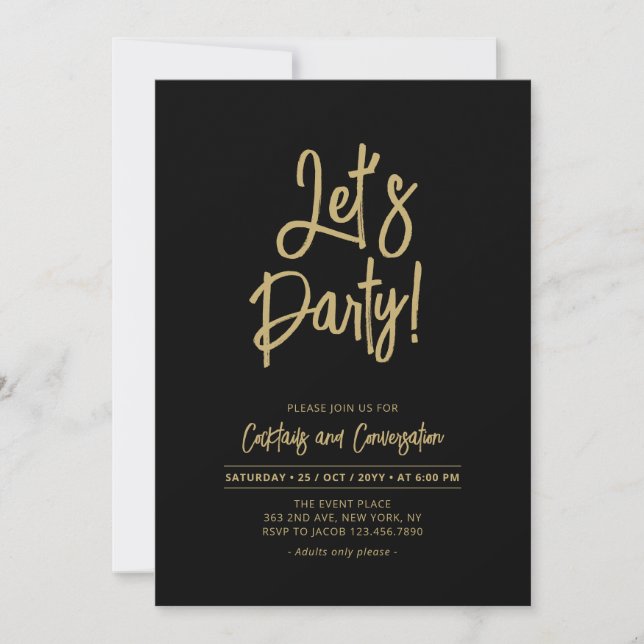 Invitación ¡Vamos a la Fiesta | Fiesta de Cócteles con Letra  (Anverso)