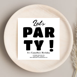 Invitación ¡Vamos a la fiesta! Letra Negrita con Rayas Negras