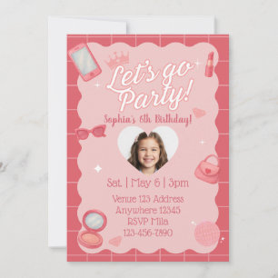 Invitación Vamos a la Fiesta Maquillaje y Cumpleaños Imagen R