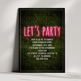 Invitación Vamos a la Fiesta Neon Boj Genérico para Todo