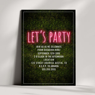 Invitación Vamos a la fiesta Neon Boj Genérico Para Todo Uso