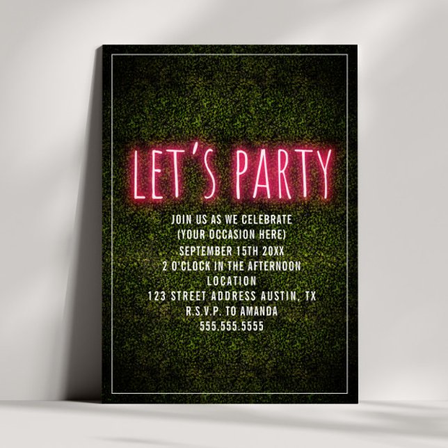 Invitación Vamos a la Fiesta Neon Boxwood Propósito General (Subido por el creador)
