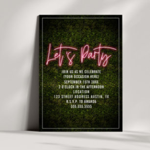 Invitación Vamos a la fiesta Neon Script Boxwood Genérico