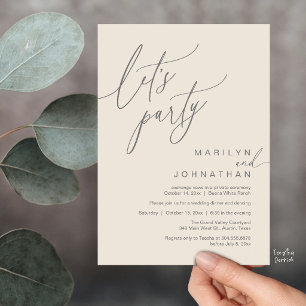 Invitación Vamos a la Fiesta, Recepción de Boda Romántica Mod