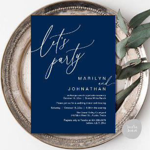 Invitación Vamos a la Fiesta, Recepción de Boda Romántica Mod