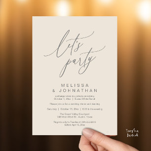 Invitación Vamos a la Fiesta, Recepción de Boda Romántica Mod