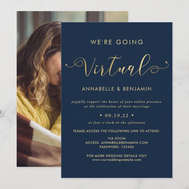 Invitación Vamos a la Marina Virtual y a la foto del Boda de  (Anverso / Reverso)