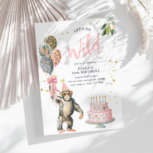 Invitación ¡Vamos a la vida salvaje! Chicas de safari animale