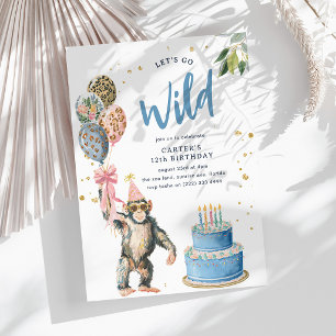 Invitación Vamos a lo salvaje' Cumpleaños de chicos con anima