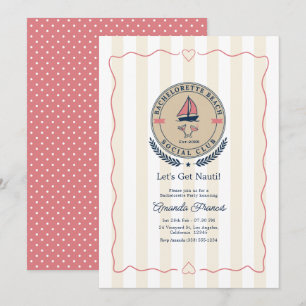Invitación Vamos a Nauti Preppy Beach Club Despedida de Solte