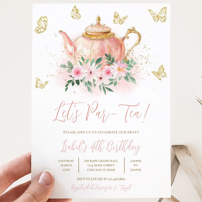 Invitación Vamos a Par-tea Fiesta de Té de Cumpleaños Jardín (Subido por el creador)