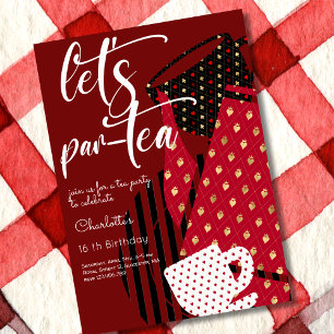 Invitación Vamos a par-tea, té elegante y sencillo cumpleaños