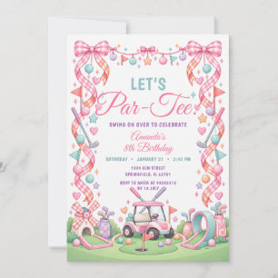 Invitación Vamos a Par-Tee Chica Cumpleaños Golf Arco Rosa Fi