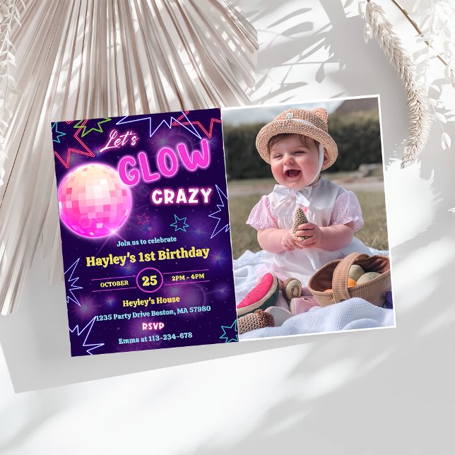 Invitación Vamos a parpadear la loca fiesta de cumpleaños neó (Subido por el creador)