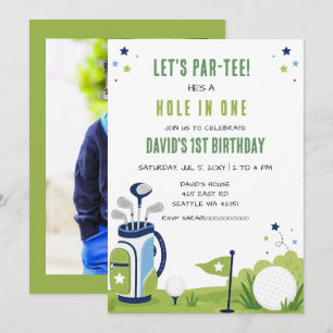 Invitación Vamos a Partee Agujero en Uno Golf Foto Cumpleaños