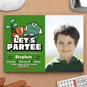 Invitación Vamos a Partee - Cumpleaños de Golf con Paisaje Fo