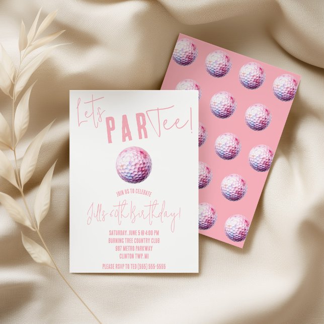 Invitación ¡Vamos a ParTee! Fiesta temática de golf rosa y bl (Subido por el creador)