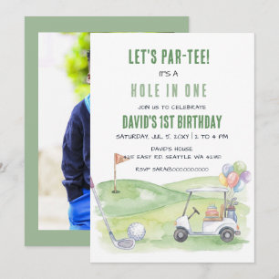 Invitación Vamos a Partee Foto de Golf Hoyo en Uno Cumpleaños