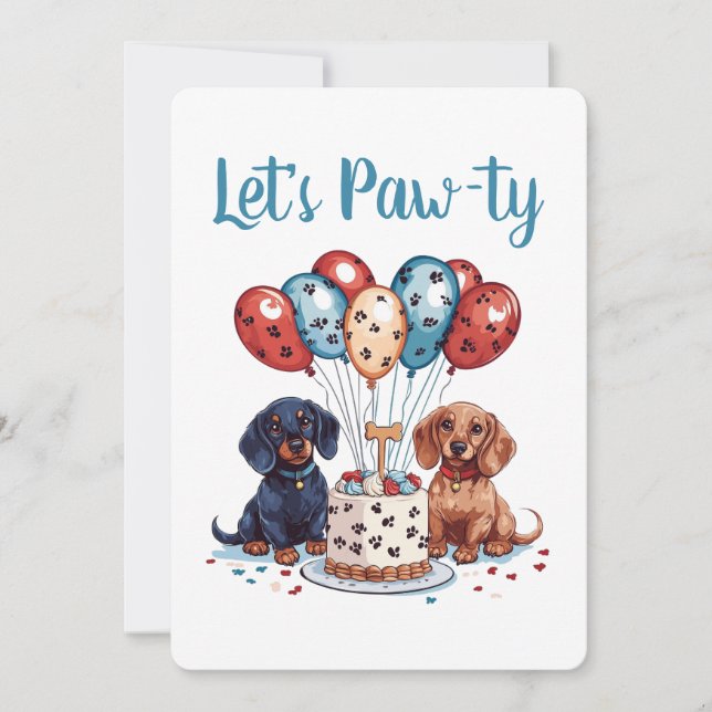 Invitación Vamos a patear perros de cumpleaños Dachshund (Anverso)